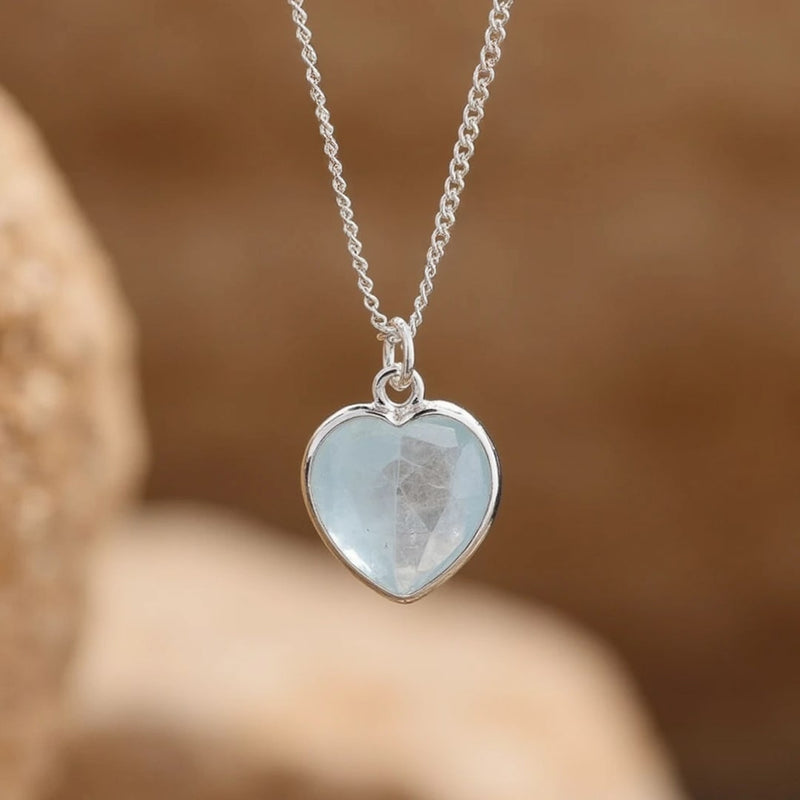Pendentif Coeur en Aigue-Marine