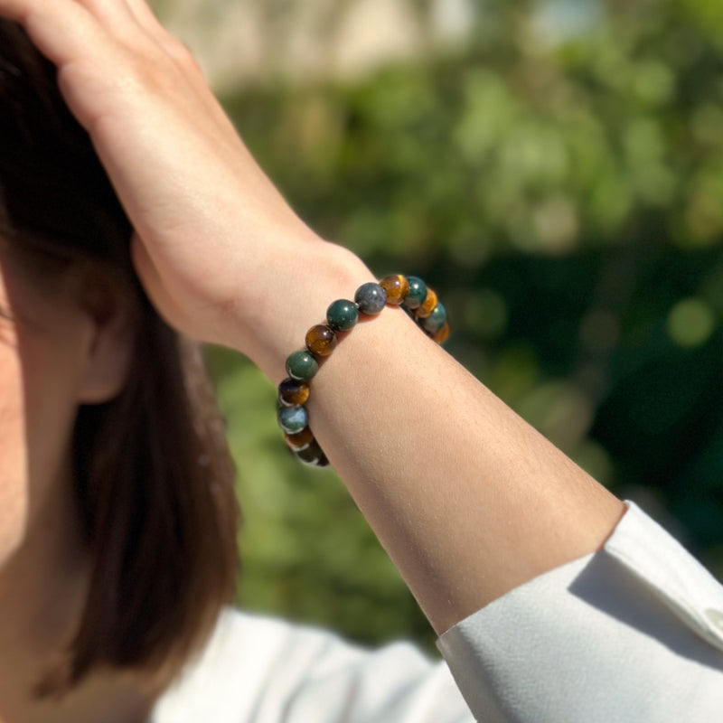Bracelet "Équilibre & Protection" en Oeil de Tigre & Agate Mousse