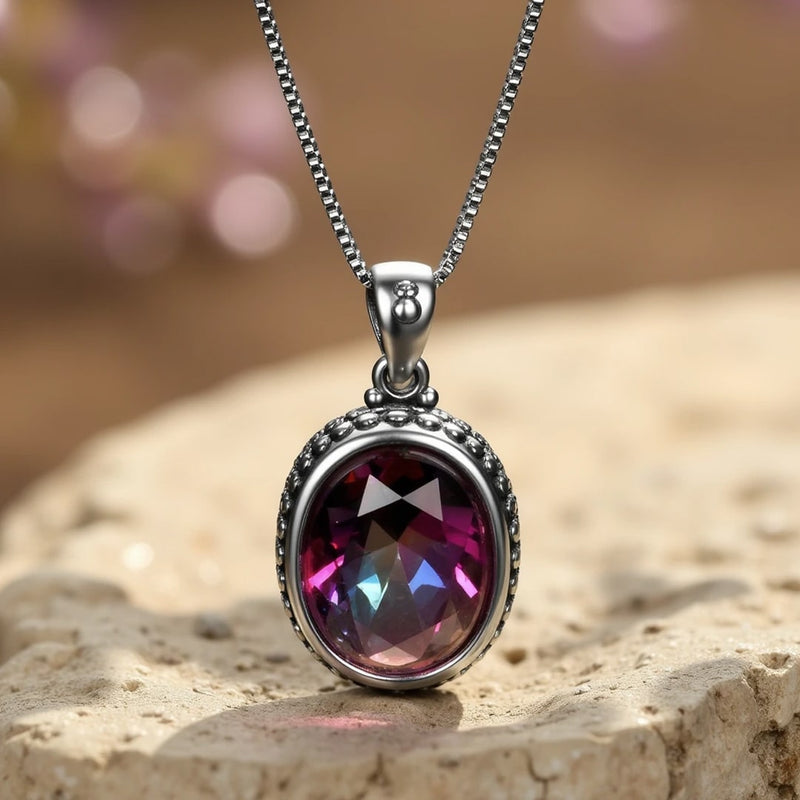 Pendentif "Créativité Sereine" en Topaze Mystique Arc-en-Ciel