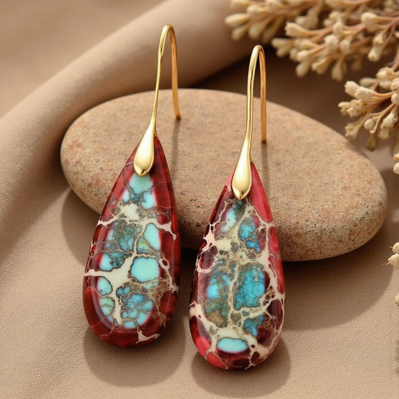 Boucles d'Oreilles Larmes en Jaspe