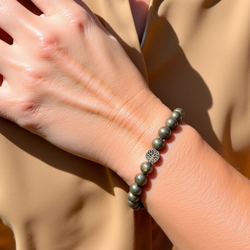 Bracelet "Bouclier de Prospérité" en Pyrite