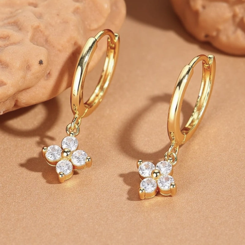 Boucles d'Oreilles "Trèfle de Lumière" en Argent ou Plaqué Or