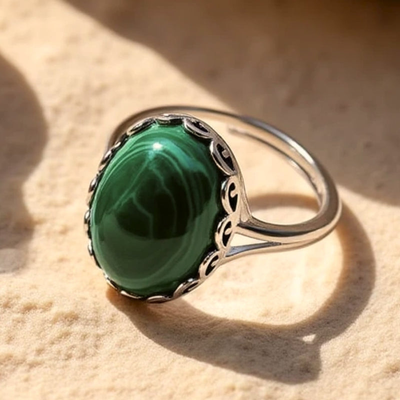 Bague Ajustable "Purification & Guérison" en Malachite
