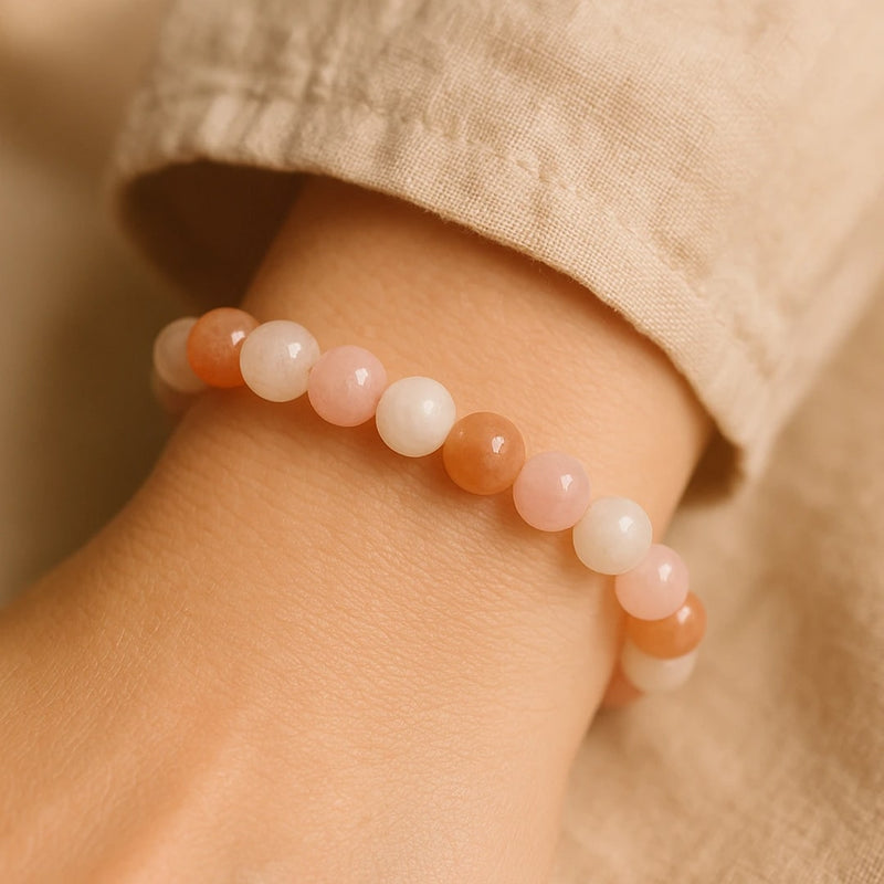 Bracelet "Vénus" en Pierre de Soleil, Quartz Rose & Pierre de Lune