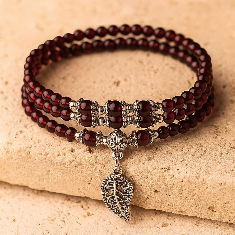 Bracelet Multi-tours "Abondance" en Grenat