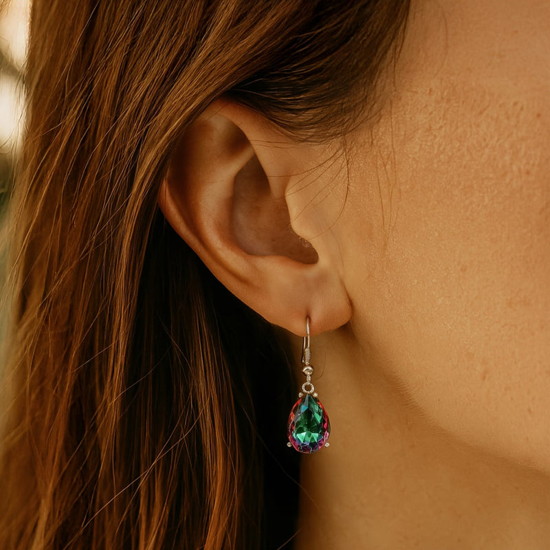 Boucles d'Oreilles en Topaze Mystique Arc-en-Ciel