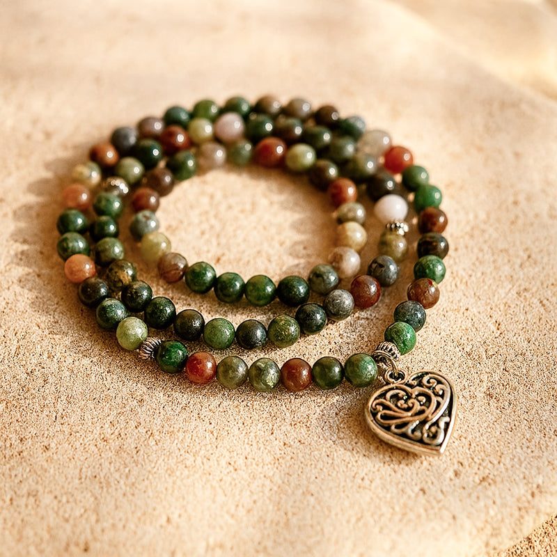 Bracelet Mala "Énergie Lumineuse" en Agate Indienne