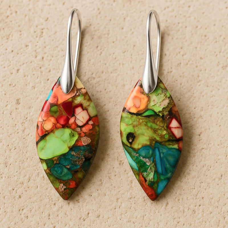 Boucles d'Oreilles Arlequin en Jaspe