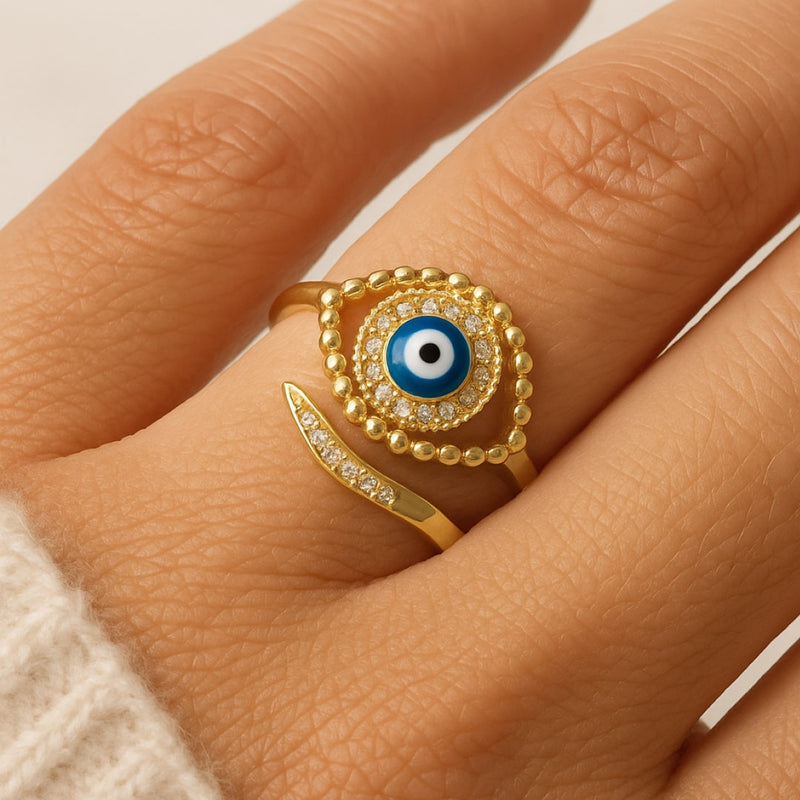 Bague Ajustable Oeil Bleu Porte-Bonheur