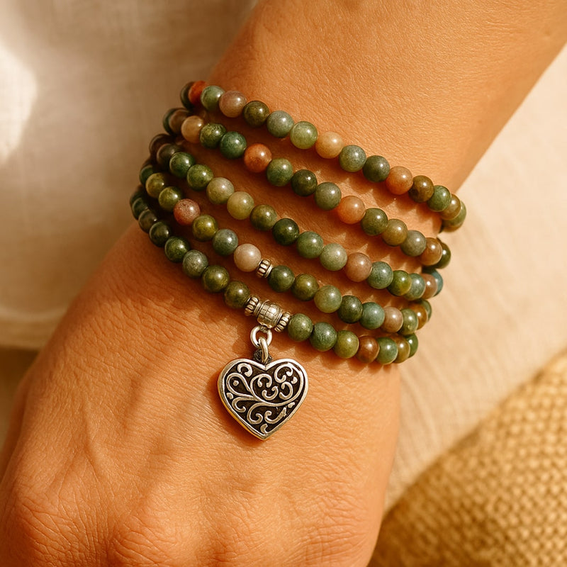 Bracelet Mala "Énergie Lumineuse" en Agate Indienne