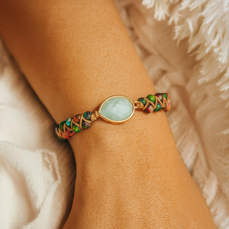 Bracelet Tressé "Éclat Tranquille" en Jaspe & Amazonite