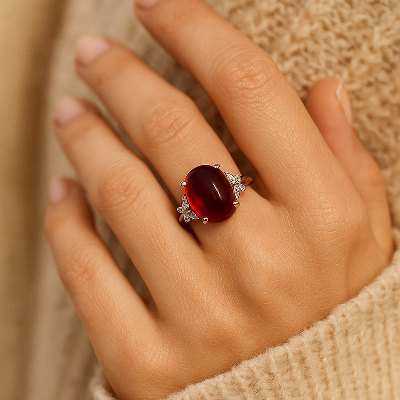 Bague Ajustable "Abondance" en Grenat