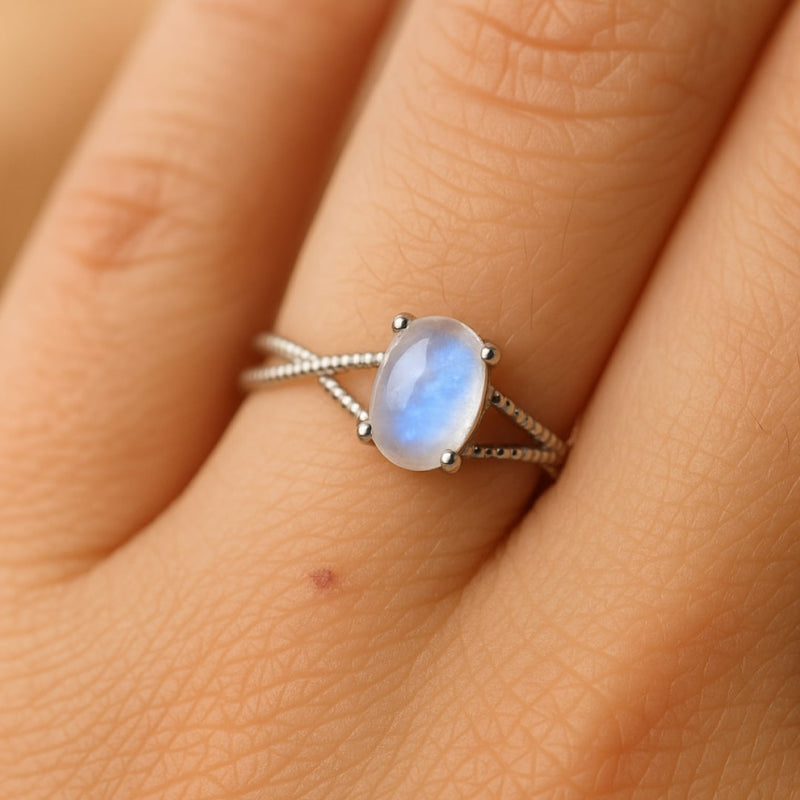Bague Ajustable "Clarté de l’Âme" en Pierre de Lune