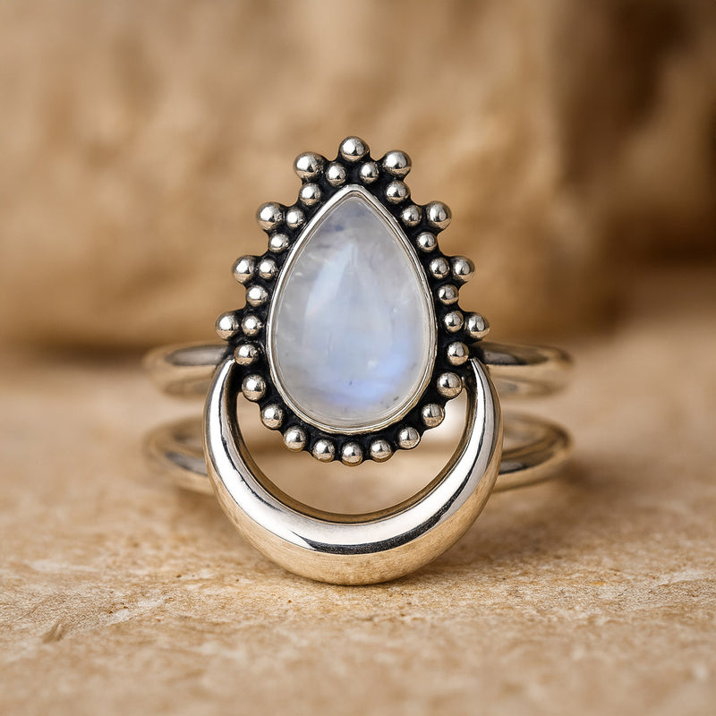 Bague "Lune Intuitive" en Pierre de Lune & Argent