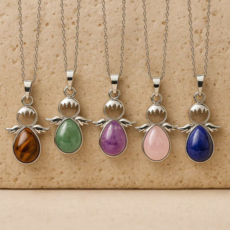 Pendentif Petit Ange et sa Pierre Naturelle