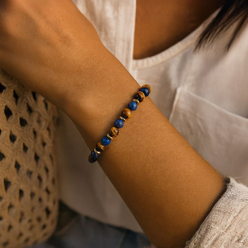 Bracelet "Lâcher-Prise" Oeil de Tigre & Lapis Lazuli