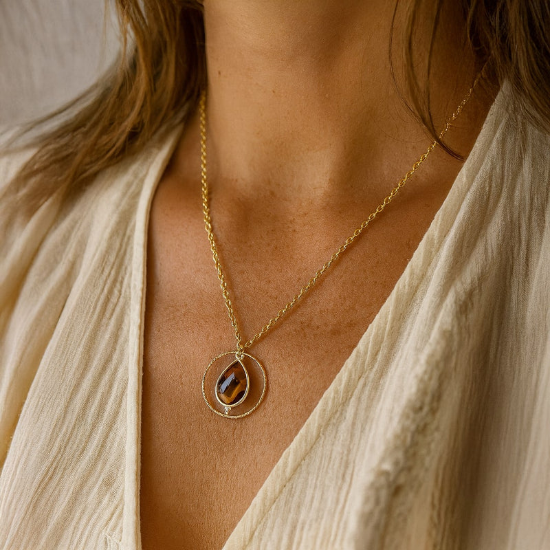 Collier "Cercle Protecteur" en Oeil de Tigre