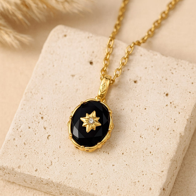 Pendentif "Mystère Nocturne" en Agate Noire