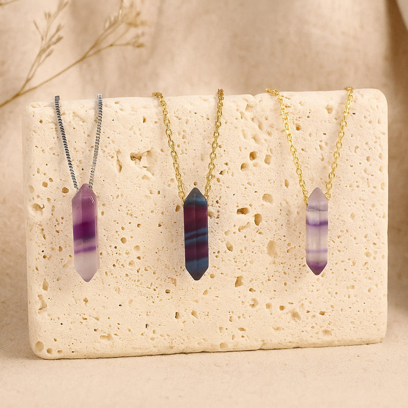 Collier Pointe "Lumière d’Esprit" en Fluorite
