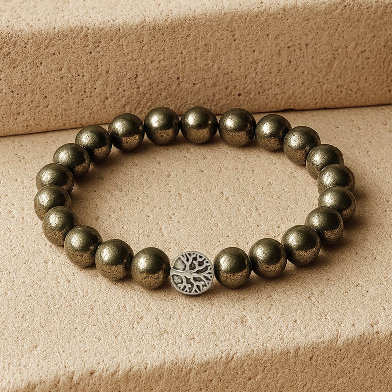 Bracelet "Bouclier de Prospérité" en Pyrite