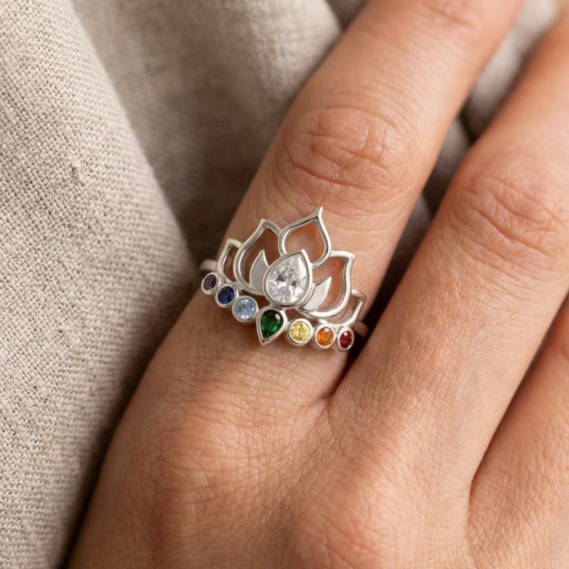 Bague Ajustable "Lotus Cristallin"