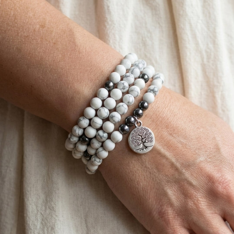 Bracelet Mala "Bien-être Féminin" en Howlite