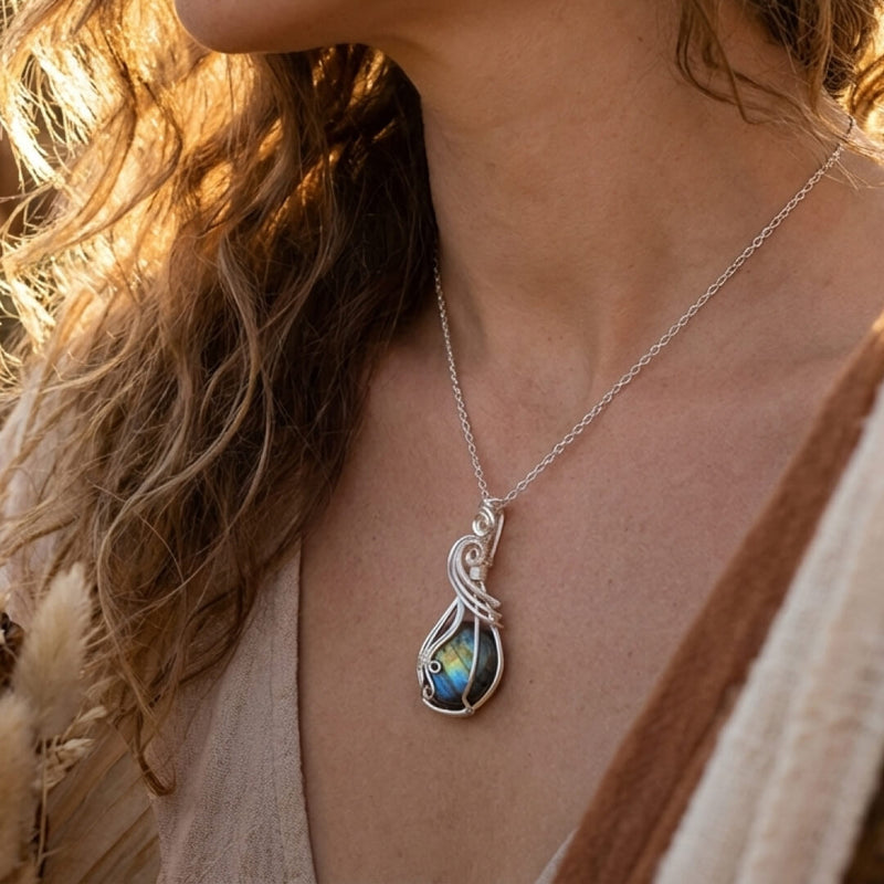 Pendentif "Oeil Céleste" en Labradorite