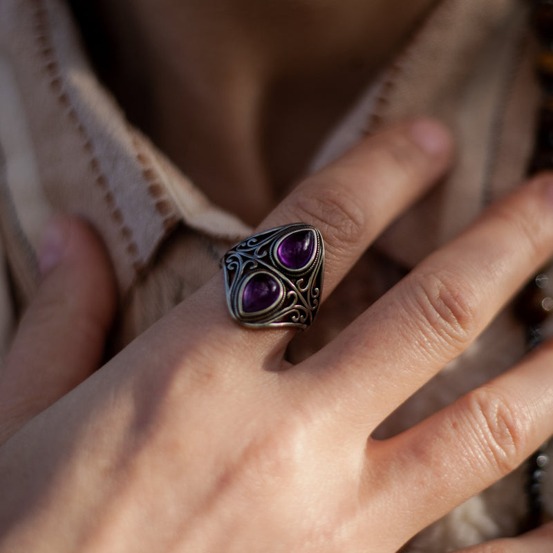 Bague "Esprit Intuitif" en Améthyste & Argent