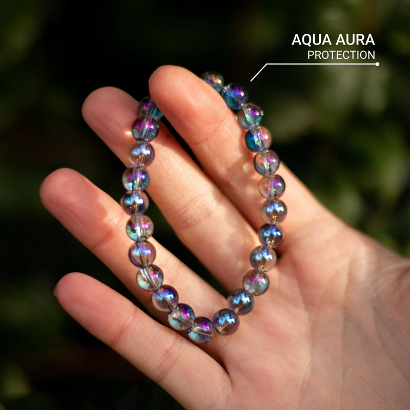 Bracelet "Énergie Céleste" en Aqua Aura - - L'Arbre des Chakras