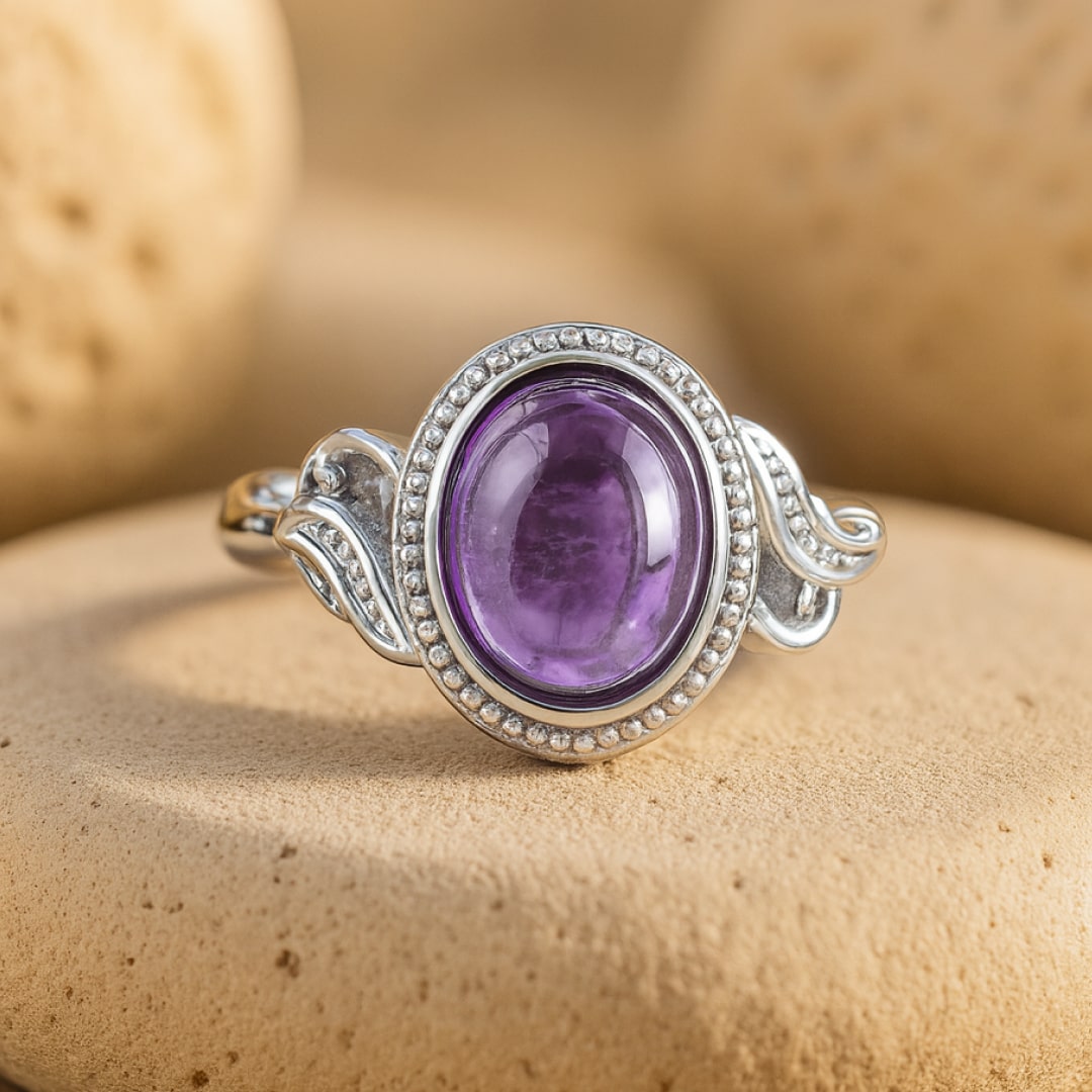 Bague "Harmonie Purificatrice" en Améthyste - - L'Arbre des Chakras