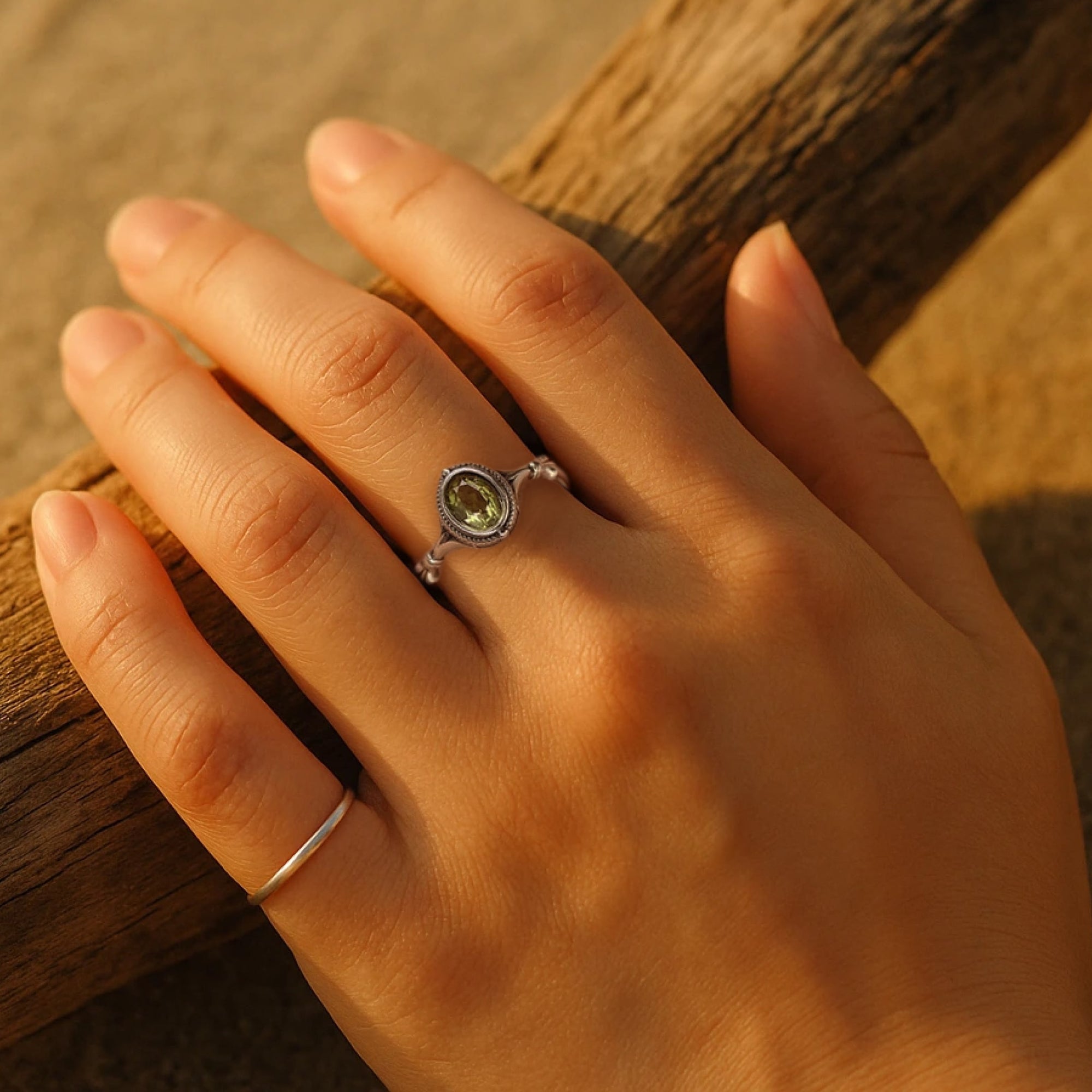 Bague Réglable "Clarté d'Esprit" en Péridot Véritable