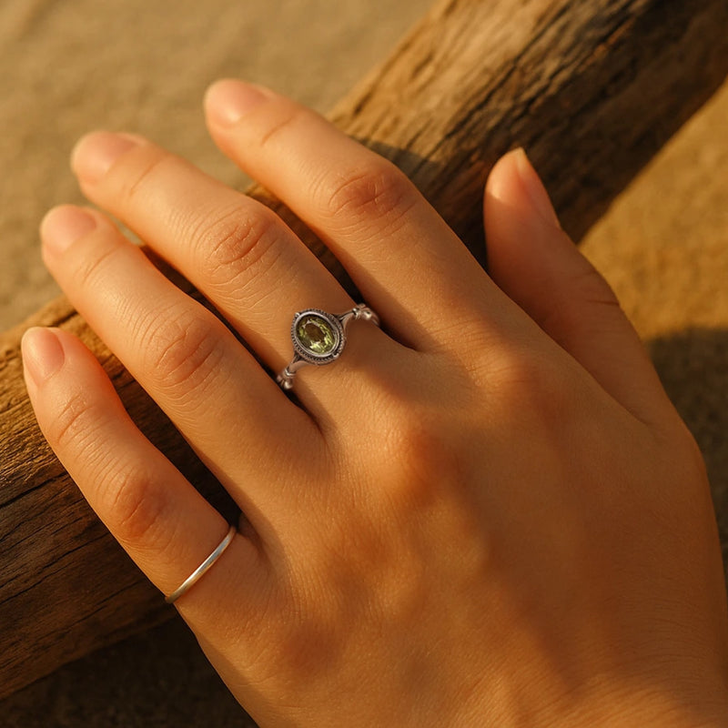 Bague Ajustable "Clarté d'Esprit" en Péridot