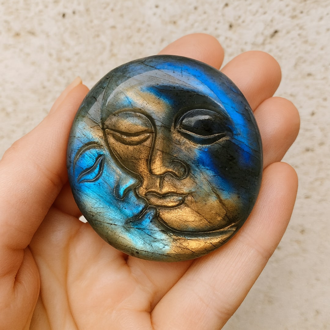 Amulette "Soleil & Lune Unifiés" en Labradorite - - L'Arbre des Chakras