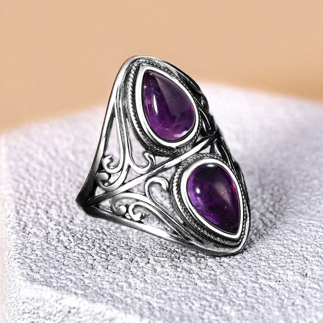 Bague "Esprit Intuitif" en Améthyste & Argent - - L'Arbre des Chakras