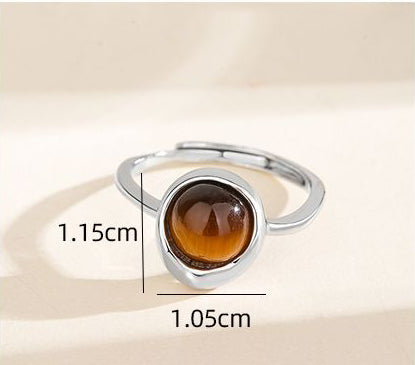 Bague Ajustable "Shakti" en Oeil de Tigre & Argent - - L'Arbre des Chakras