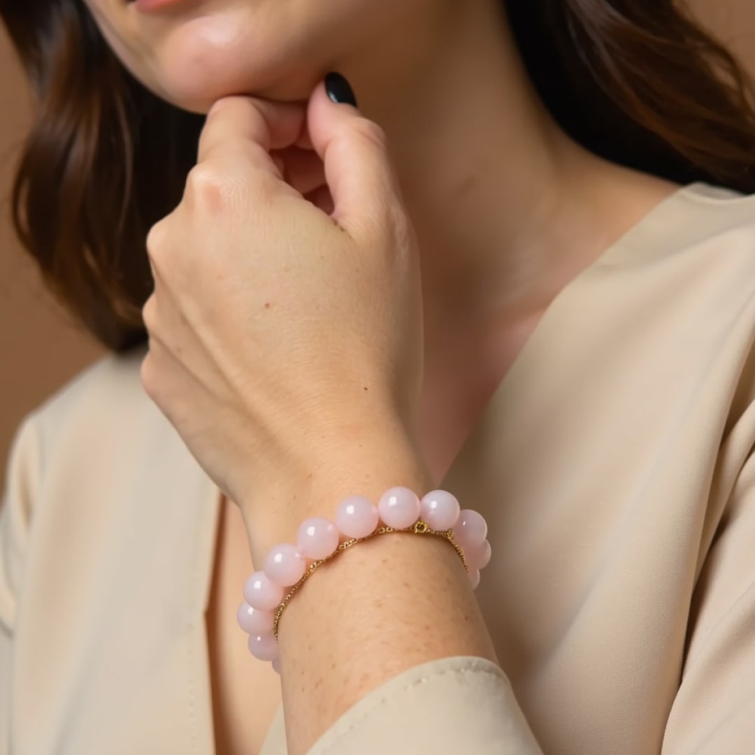 Bracelet "Amour Inconditionnel" en Quartz Rose - - L'Arbre des Chakras