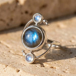 Bague "Clarté Circulaire" en Labradorite - - L'Arbre des Chakras