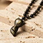 Pendentif "Renard Sage" en Obsidienne Dorée - - L'Arbre des Chakras