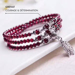 Bracelet Multi-tours "Feu Intérieur" en Grenat - - L'Arbre des Chakras