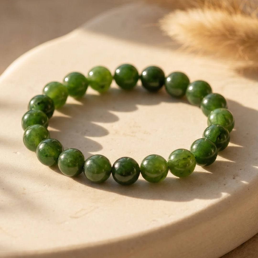 Bracelet “Dhara” en Jade Néphrite - - L'Arbre des Chakras