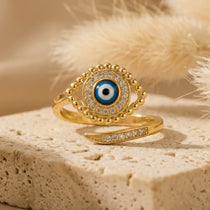 Bague Ajustable Oeil Bleu Porte-Bonheur - - L'Arbre des Chakras