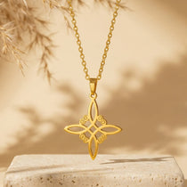 Collier Bouclier Noeud de Sorcière - dorée - L'Arbre des Chakras