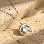 Collier "Croissant de Lune" en Pierre de Lune - - L'Arbre des Chakras