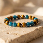 Bracelet "Nouvel Élan" en Apatite & Oeil de Tigre - 17cm - L'Arbre des Chakras