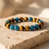 Bracelet "Nouvel Élan" en Apatite & Oeil de Tigre - 17cm - L'Arbre des Chakras