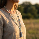 Collier Mala "Sérénité Intérieure" en Amazonite - - L'Arbre des Chakras