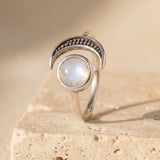 Bague Ajustable "Séléné" en Pierre de Lune - - L'Arbre des Chakras
