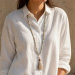 Collier Mala 108 Perles en Jaspe Aqua Terra, Amazonite & Quartz Rose - - L'Arbre des Chakras