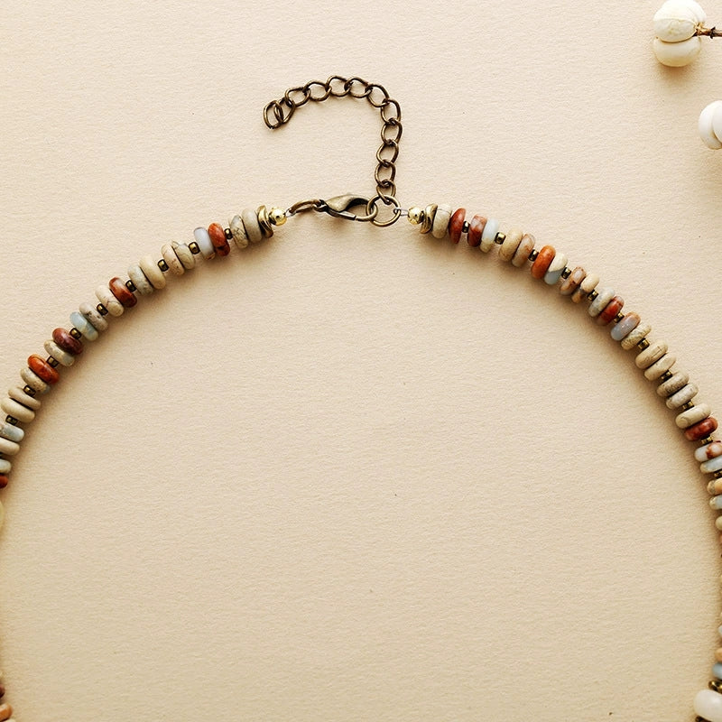 Collier Talisman "Paix & Ancrage" en Jaspe Naturel - - L'Arbre des Chakras