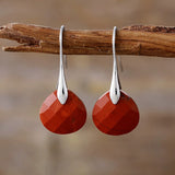 Boucles d'oreilles "Kaya" en Jaspe Rouge ou Agate Noire - - L'Arbre des Chakras